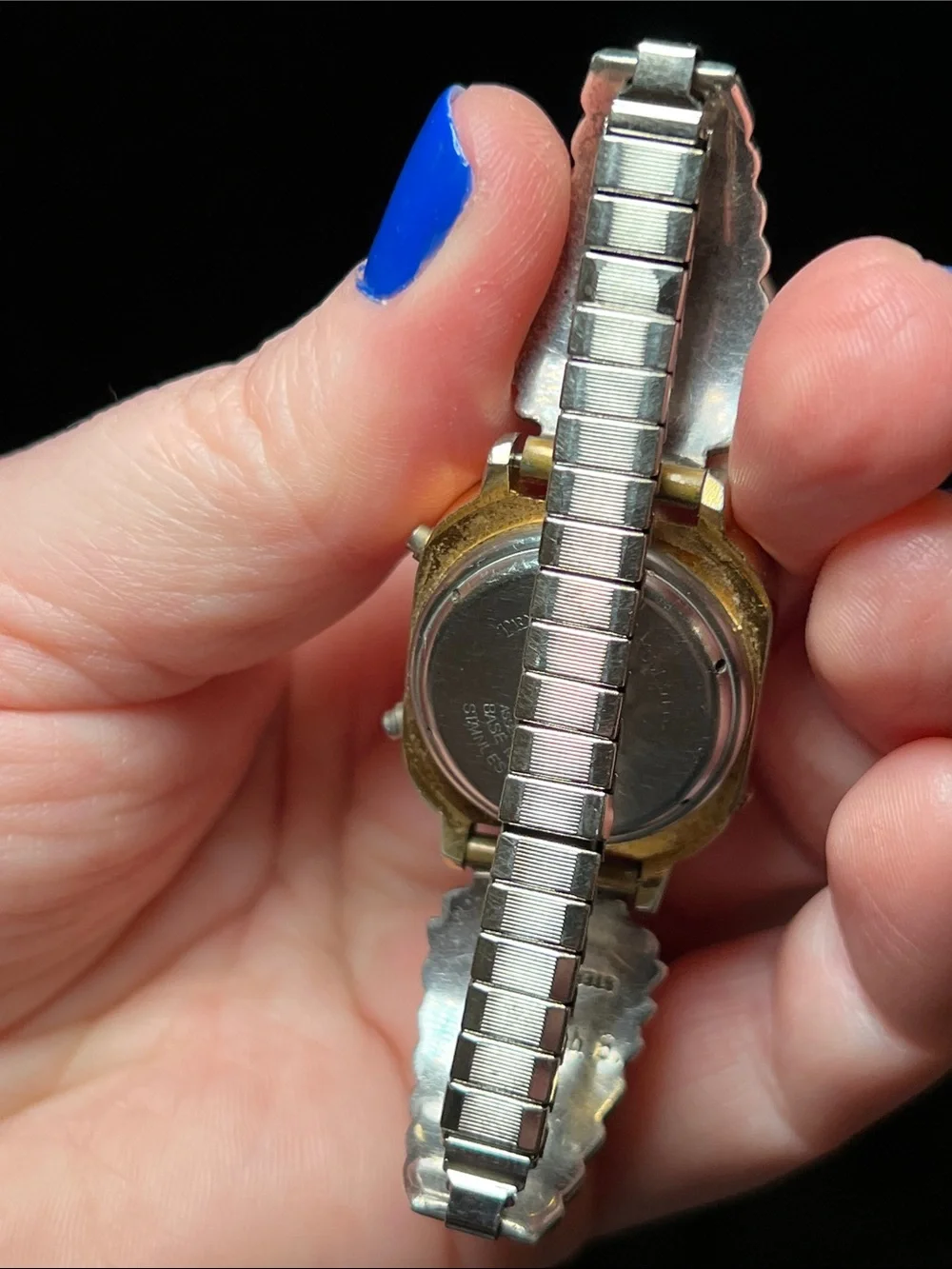 VTG Texas Instruments Watch Native American Signed Sterling Silver Watch Tips